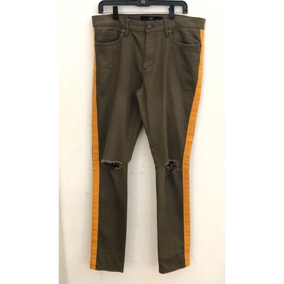 Jordan Craig Legacy Edition Jeans AARON ripped Olive Green slim 34 x 32 knee - Picture 2 of 8